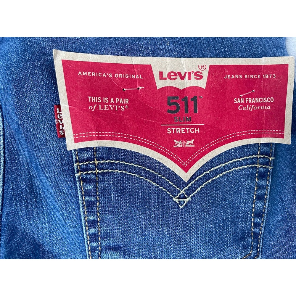 NWT Levis 511 Slim Fit Performance Jeans Boys Size 16 Reg 28x30 Blue Denim - Picture 7 of 8